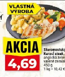 Staromestský Kurací steak, anglická zelenina, varené zemiaky