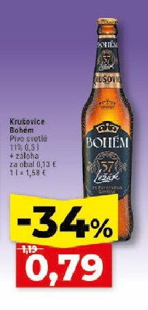 Krušovice Bohém Pivo svetlé