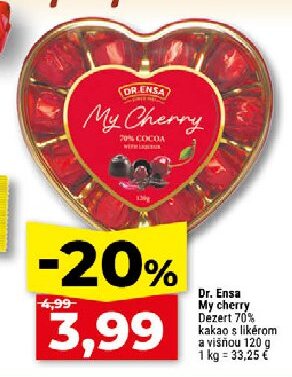 Dr. Ensa My cherry Dezert 70% kakao s likérom a višňou