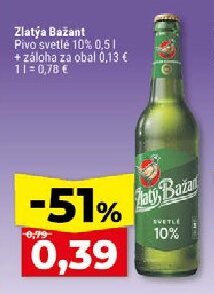 Zlatý Bažant Pivo svetlé 10%