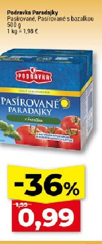 Podravka Paradajky Pasírované, Pasírované s bazalkou