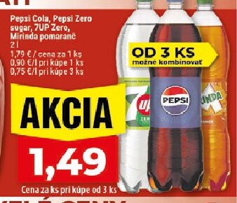 Pepsi Cola, Pepsi Zero sugar, 7UP Zero, Mirinda pomaranč