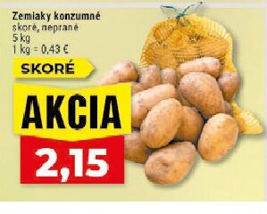 Zemiaky konzumné skoré, neprané