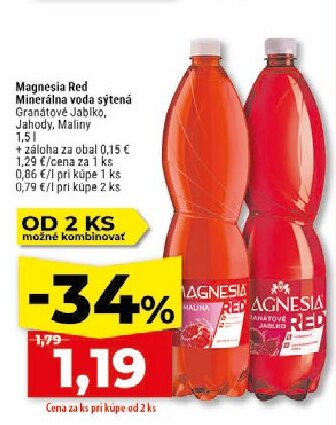 Magnesia Red Minerálna voda sýtená Granátové Jablko, Jahody, Maliny