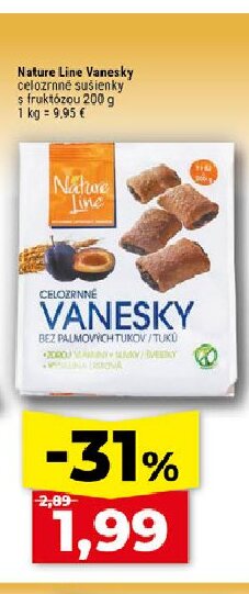 Nature Line Vanesky celozrnné sušienky s fruktózou