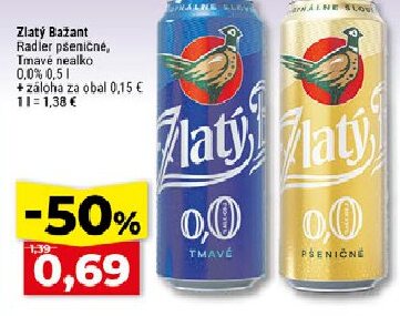 Zlatý Bažant Radler pšeničné, Tmavé nealko