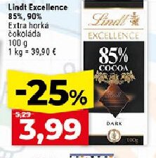 Lindt Excellence 85%, 90% Extra horká čokoláda