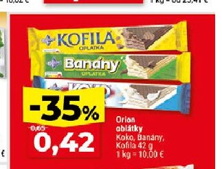 Orion oblátky Koko, Banány, Kofila