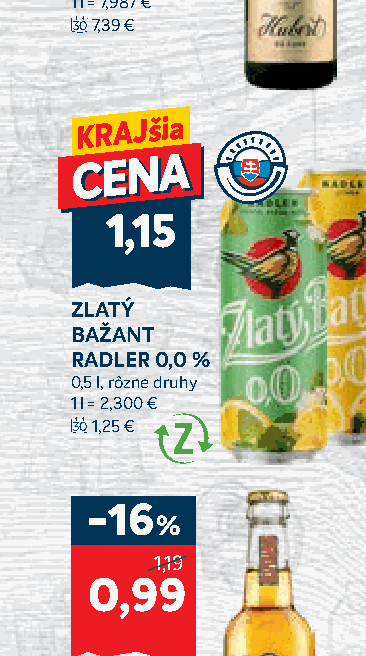 ZLATÝ BAŽANT RADLER 0,0 %