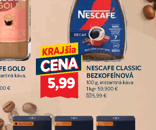 NESCAFE CLASSIC BEZKOFEÍNOVÁ