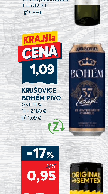 KRUŠOVICE BOHÉM PIVO