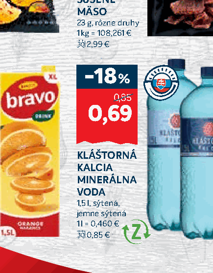 KLÁŠTORNÁ KALCIA MINERÁLNA VODA