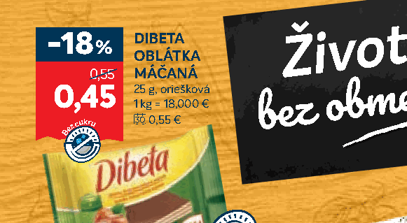 DIBETA OBLÁTKA 0,55 MÁČANÁ