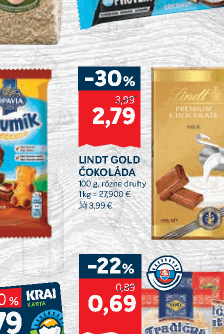 LINDT GOLD ČOKOLÁDA