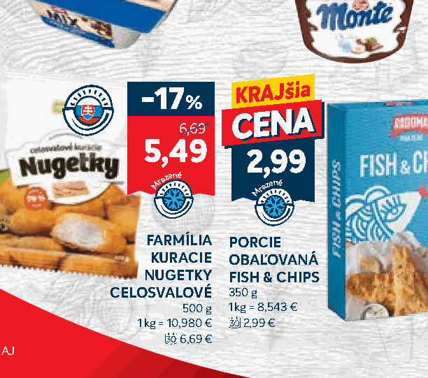 FARMÍLIA PORCIE KURACIE OBAĽOVANÁ NUGETKY FISH & CHIPS