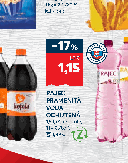 RAJEC PRAMENITÁ VODA OCHUTENÁ