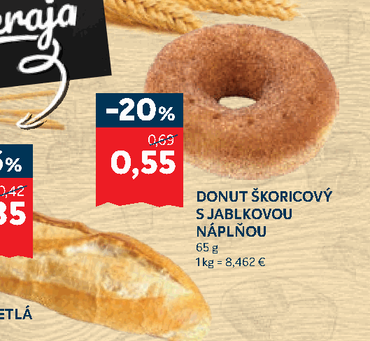 DONUT ŠKORICOVÝ S JABLKOVOU NÁPLŇOU