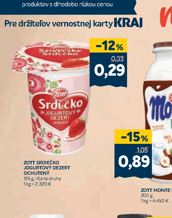 ZOTT SRDIEČKO JOGURTOVÝ DEZERT OCHUTENÝ