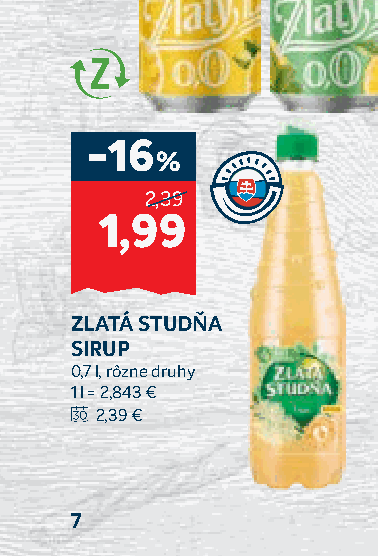 ZLATÁ STUDŇA SIRUP
