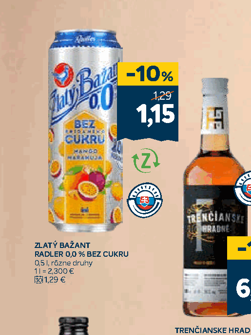 ZLATÝ BAŽANT RADLER 0,0 % BEZ CUKRU