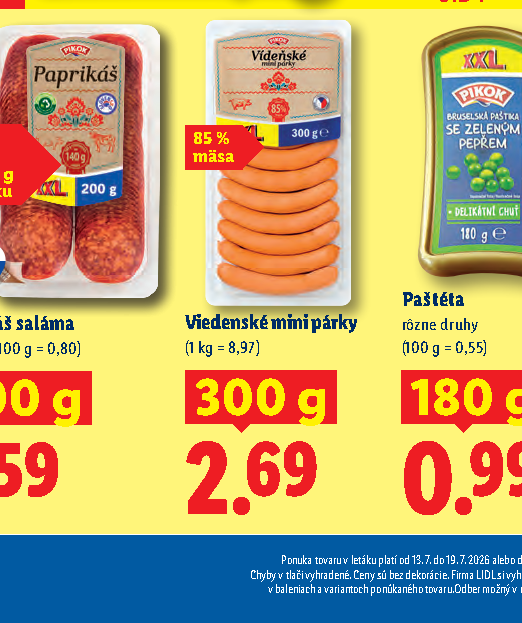 Paštéta Viedenské mini párky