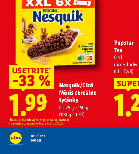 Nesquik/Cini Minis cereálne tyčinky