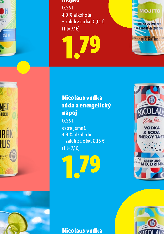 Nicolaus vodka sóda a energetický nápoj