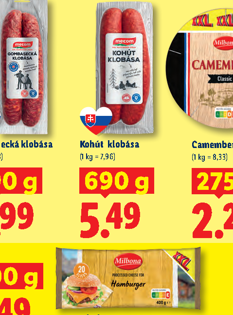 Kohút klobása Camembert