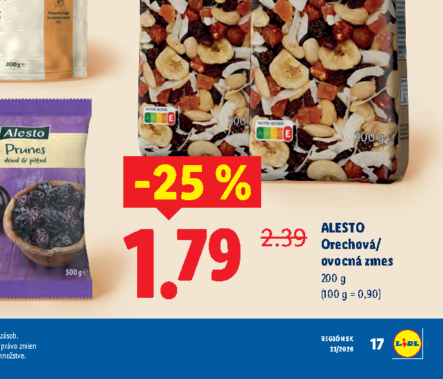 ALESTO Orechová/ ovocná zmes