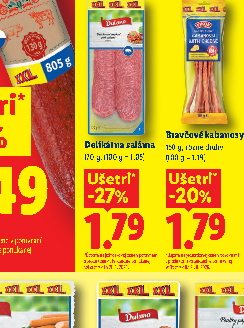 Bravčové kabanosy Delikátna saláma