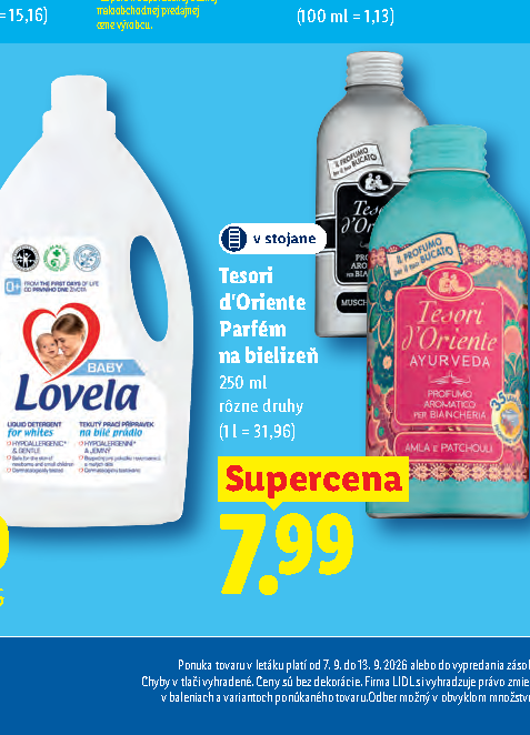 Tesori d'Oriente Parfum na bielizeň