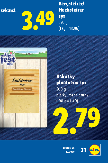 Rakúsky plnotučný syr