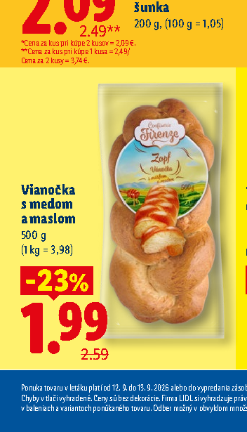 Vianočka s medom a maslom