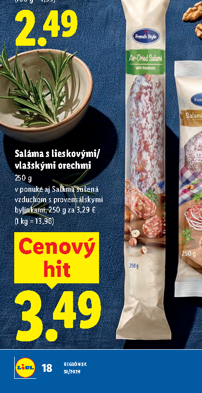 Saláma s lieskovými/ vlašskými orechmi