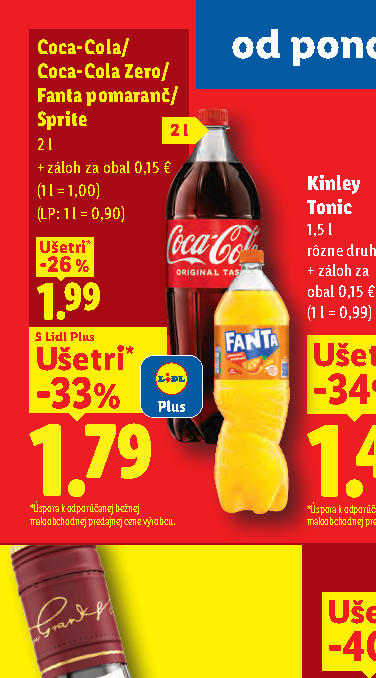 Coca-Cola/ Coca-Cola Zero/ Fanta pomaranč/ Sprite