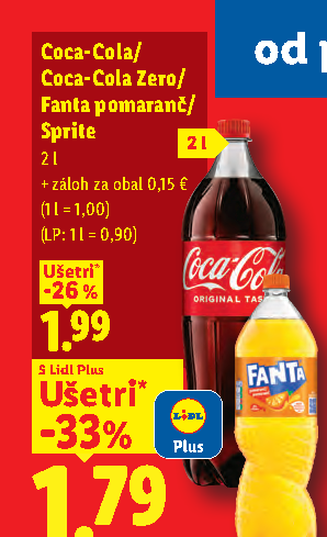 Coca-Cola/ Coca-Cola Zero/ Fanta pomaranč/ Sprite