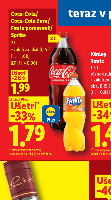 Coca-Cola/ Coca-Cola Zero/ Fanta pomaranč/ Sprite