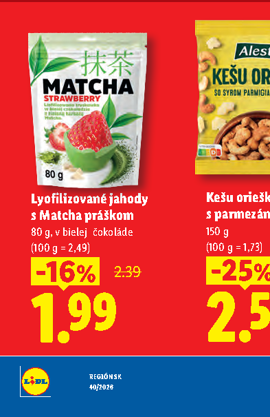 Lyofilizované jahody s Matcha práškom