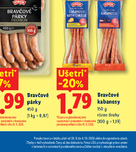 Bravčové kabanosy