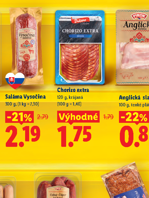 Chorizo extra Saláma Vysočina Anglická slanina