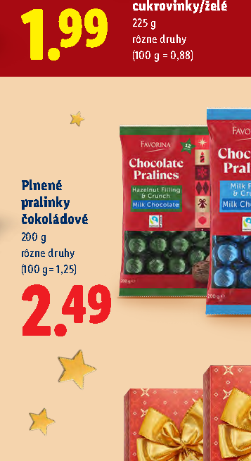 Plnené pralinky čokoládové