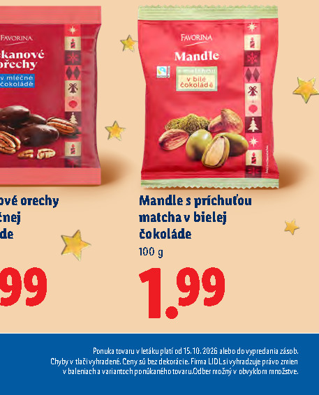Mandle s príchuťou matcha v bielej čokoláde