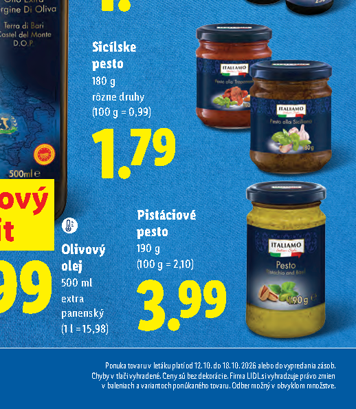 Pistáciové pesto Olivový olej