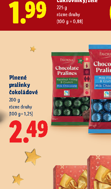Plnené pralinky čokoládové