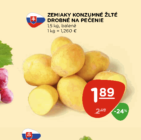 ZEMIAKY KONZUMNÉ ŽLTÉ DROBNÉ NA PEČENIE
