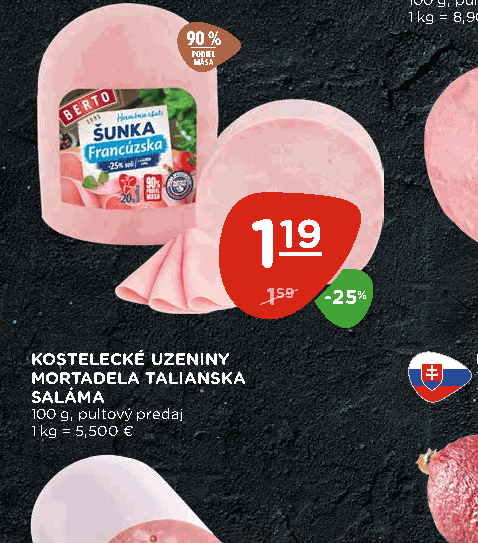 KOSTELECKÉ UZENINY MORTADELA TALIANSKA SALÁMA