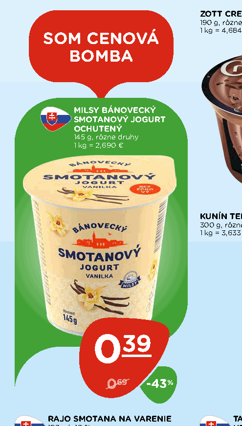 MILSY BÁNOVECKÝ SMOTANOVÝ JOGURT OCHUTENÝ