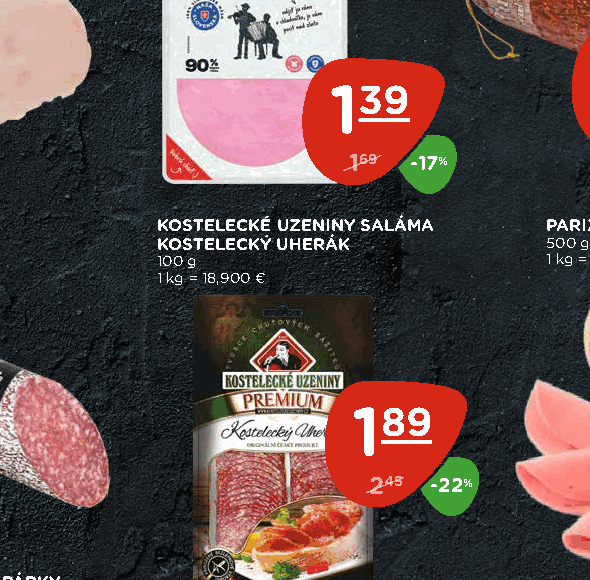 KOSTELECKÉ UZENINY SALÁMA KOSTELECKÝ UHERÁK