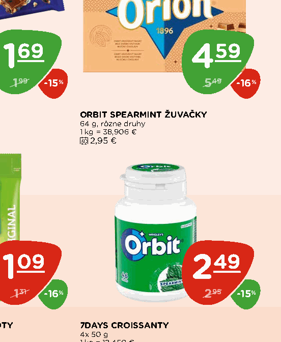 ORBIT SPEARMINT ŽUVAČKY