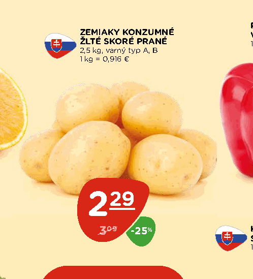 ZEMIAKY KONZUMNÉ ŽLTÉ SKORÉ PRANÉ